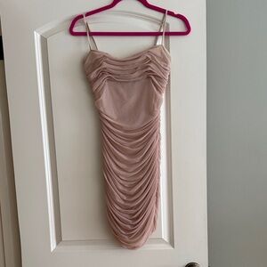 Babaton Blush Ruched Mini Dress